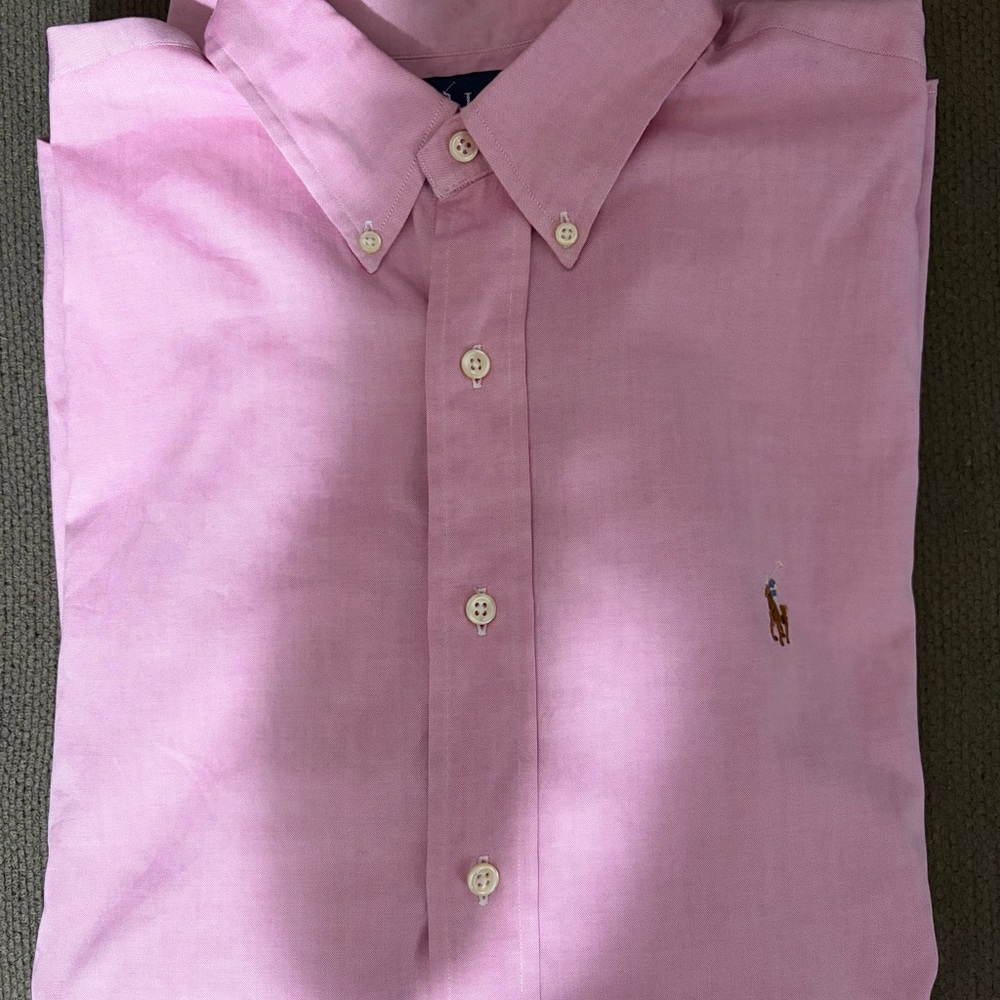 Ralph Lauren Pink Button-Down Oxford Shirt with Pony Logo